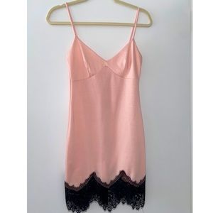 Zara Lace trim dress thick cotton blush nude pink spaghetti camisole style